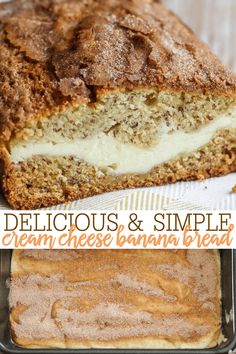 delicious and simple cream cheese banana bread