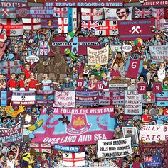 a large group of people holding flags and banners in the shape of a map with many different countries on it