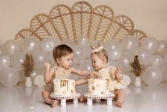 Twin Birthday, Cake Smash Photos, Boho Theme, Baby Pics, First Birthday Photos