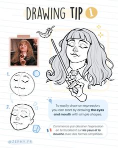 a drawing book with instructions on how to draw the face and head for harry potter