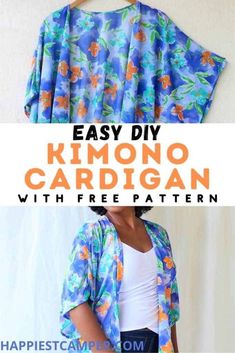 an easy kimono cardigan with free pattern and instructions on how to sew