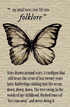 a poem written in black and white with an image of a butterfly on the back