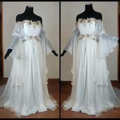 Fantasy Wedding Gown, Wedding Dress Fantasy, Wedding Gown Patterns, Pagan Fashion, Gaun Abad Pertengahan, Dress Corset, Gown Bridal, Fantasy Dresses, Fantasy Wedding