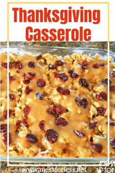 thanksgiving casserole with cranberries and orange sauce