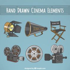 the hand drawn cinema elements are ready to be used for animation and other purposess