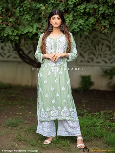 "Pista Green Safa Muslin Straight Chikankari Kurti Lucknow Chikan Hand Embroidered Kurta Kurti Ethnic Pakistani Wear Tunic Green Chikan Top TheChikanLabel designer studio presents Pista Green Safa Muslin Straight Chikankari Kurti  Floral motifs with 'intricate embroidery' are delicately placed on this handmade Chikankari Kurti, this perky hand embroidered Lucknowi Chikan Kurti is a reminiscent of blooming springs and the serenity that surrounds it. Your skin will surely fall in love with soft fa Pakistani Wear, Lucknowi Kurta, Kurtis Tops, Chikankari Kurti, Pista Green, Straight Kurti, Ethical Clothing Brands, White Kurta, Designer Studio