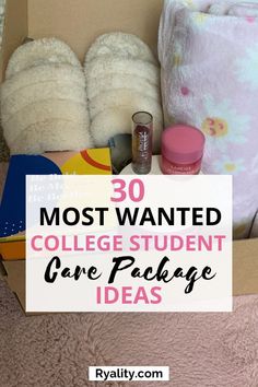 the college student care package is packed in a cardboard box