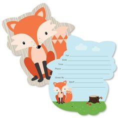 a fox and her cub fill in the blanks for an animal themed birthday party