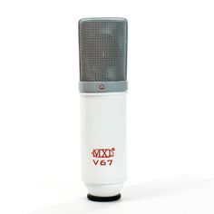 a microphone that is sitting on top of a white surface with the words vb7 written on it