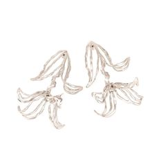 Gold Leaf Flower Earrings. This perfect statement earrings is available in silver and gold. No matter which color you choose, these earrings will be sure to bring an elegant and timeless look to any outfit. Elegant Flower-shaped Metal Hoop Earrings, Silver Earrings For Spring Party, Silver Earrings For Party In Spring, Spring Sterling Silver Earrings, Silver Party Earrings For Spring, Spring Party Silver Earrings, Silver Flower Metal Earrings For Spring, Silver Metal Flower Earrings For Spring, Spring Silver Metal Flower Earrings