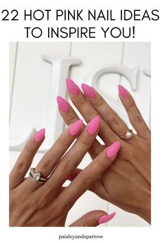 Here are hot pink nail ideas that you will love! Get inspired by these bright pink manicures. Pink Manicures, Hot Pink Nail Ideas, Hot Pink Nail Art, Pink Nail Art Ideas, Pink Nails Ideas, Hot Pink Nail, Pink Nail Ideas, Pink French Manicure, Accent Nail Designs