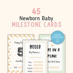 three baby cards with the words, newborn boy and girl on them