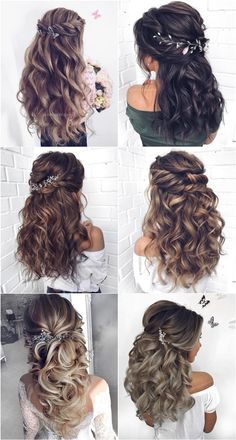 wedding hairstyles for long hair with flowers in the middle and side swept up