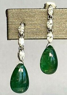 $8800 14K White Gold 10ct Teardrop Emerald F-G Diamond Dangle Earrings Vintage | eBay Gia Certified Dangle Earrings For Formal Events, Gia Certified Dangle Earrings For Formal Occasions, Gia Certified Drop Jewelry For Formal Occasions, Formal Emerald Drop Jewelry, Formal Drop Emerald Jewelry, Formal Green Jewelry With High Luster, Formal Green High Luster Jewelry, Formal Drop Emerald Earrings, Formal Briolette Earrings With High Luster