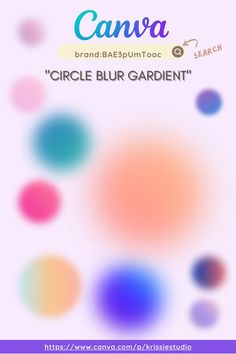 the circular blur garden logo is shown in blue, pink and green colors with an orange circle