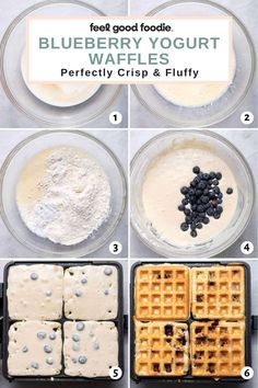 the steps to making blueberry yogurt waffles