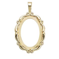 This bright, 14-karat yellow gold Legendary pendant frame holds one oval cameo or cabochon. Choose your size. Metal type: Gold Karat/purity: 14K Mounting/bezel size(s): Shape: Oval Metal color: Yellow Fabrication Method: Cast Shipping weight: 2.224 g (0.078ounces) Country of origin: United States Other sizes available, please contact us. Gold Coin Jewelry, Yellow Jewelry, Tiny Earrings, Emerald Pendant, Mom Jewelry, Cameo Pendant, Cabochon Pendant, Coin Jewelry, Birthstone Earring