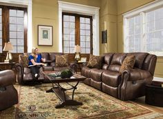 Waylon Mocha Glider Reclining Sofa and Loveseat , reclining sofa and loveseat - Corinthian Furniture, My Furniture Place Dark Brown Leather Sofa, Cheap Living Room Sets, Microfiber Couch, 3 Piece Living Room Set, Cheap Living, Leather Sofa Set, Chair Wood, Brown Living Room, Furniture Warehouse