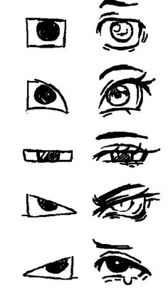 an image of different eyes drawn in black and white