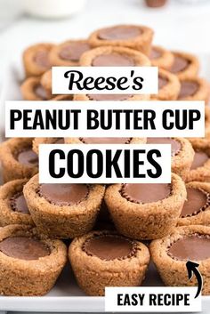 Peanut butter cup cookies are homemade peanut butter cookies, baked in a mini muffin tin and stuffed with a mini Reese’s peanut butter cup. Reeses Peanut Butter Cup Cookies Easy, Reeces Cookie Recipes, Cup Cookies Recipe, Reese's Peanut Butter Cup Cookies, Cup Cookie, Homemade Peanut Butter Cookies, Cup Cookies, Reese's Peanut Butter Cup, Dessert Treats