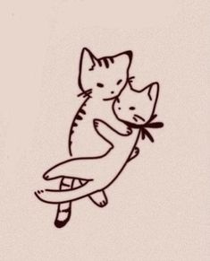 a drawing of two cats hugging each other