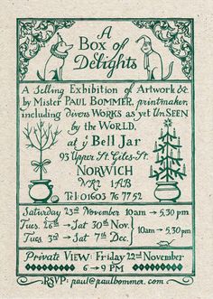 an old poster for a box of delights exhibition at the royal pavilion, london