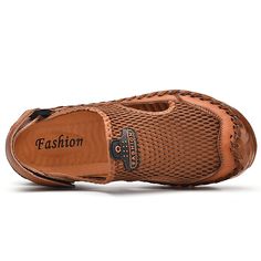 Closure Type: Velcro Color: Black,Brown Feature: Soft,Slip Resistant Size: US 10.5,US 8,US 9,US 10,US 11,US 7.5,US 8.5,US 6.5 Shoes Type: Hand Made Sandals Toe Type: Closed Toe Upper Material: Mesh Outsole Material: Rubber Brown Closed Toe Slip-ons With Rubber Sole, Brown Closed Toe Slip-ons With Stitched Sole, Brown Closed Toe Slip-ons With Textured Sole, Brown Round Toe Slip-ons For Summer, Casual Brown Slip-ons With Textured Sole, Brown Rubber Sole Slip-ons For Outdoor, Brown Leather Closed-toe Shoes For Summer, Brown Leather Slip-on Outdoor Shoes, Brown Leather Shoes With Rubber Sole For Summer