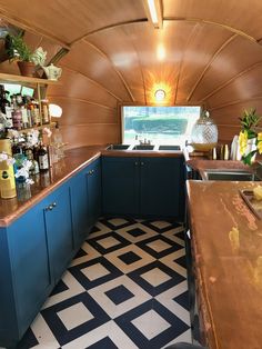 the kitchen is clean and ready to be used as a bar or dining room area