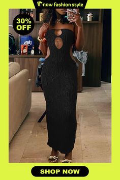 Sexy Solid Hollowed Out Backless Strapless Long Dress Dresses Strapless Long Dress, Dress Sleeve Length, Hip Dress, Fashion Gallery, Wholesale Fashion, Ankle Length, Dresses Online, Dress Length, Buy Now