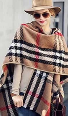 Burberry shawl outfit clothes Burberry Shawl, Shawl Outfit, Knee Boots Outfit, Ascot Hats, Fall Dress, Clothes Outfits, Plus Size Womens Clothing, Throw Blankets, Womens Casual Outfits