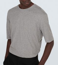 Set of 3 cotton jersey tops in neutrals - Jil Sander | Mytheresa Gray Cotton T-shirt For Loungewear, Relaxed Fit Cotton Tops, Gray Cotton Loungewear Tops, Basic Gray Cotton Shirt, Classic Cotton Tops With Relaxed Fit, Modern Relaxed Fit Cotton Tops, Modern Cotton Top With Relaxed Fit, Modern Everyday Cotton Shirt, Basic Gray Cotton Tops