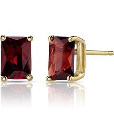 Midnight Merlot This Garnet adds a dash of romance and a spritz of boldness for a truly enigmatic experience. These versatile earrings feature radiant shape Peora natural garnet gemstones in 14K yellow gold. Our natural Garnet gemstones are a unique gift from nature. By cutting them in a way that respects the rough's natural radiance, we ignite their inherent intensity and maximize their brilliance to deliver on our signature Peora standard. Handcrafted in pure 14K yellow gold goodness, these earrings have been carefully coated in an elegant finish. Our artisans are expertly trained in this process which fortifies the earring's strength, shine and brilliance. Shopping for birthdays, bridal parties or other occasions? Our concierge stylists are here to help with all of your jewelry question Ruby Stud Earrings, Red Garnet Earrings, Jewelry Questions, Ruby Earrings Studs, Solitaire Studs, Ruby Earrings, Garnet Earrings, Radiant Cut, Sapphire Earrings