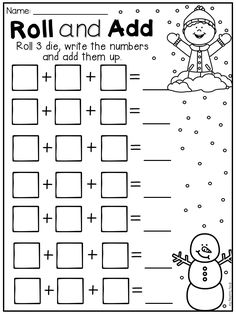 the roll and add worksheet for addition to teach children how to write numbers