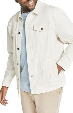 Johnny Bigg Chase Denim Jacket | Nordstrom Tall Men Clothing, Stretch Denim Fabric, Denim Trucker Jacket, Harrington Jacket, Letterman Jacket, White Men, Mens Plus Size, Trucker Jacket, Oxford Shirt