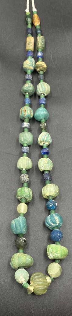 Old Ancient Roman Glass Intaglio Irregular Shape Beads Necklace Artisan Single Strand Beads For Jewelry Making, Ancient Roman Glass, Long Silver Necklace, Roman Glass, Beaded Necklaces, Antique Glass, Green Turquoise, Beads Necklace, Gorgeous Necklaces