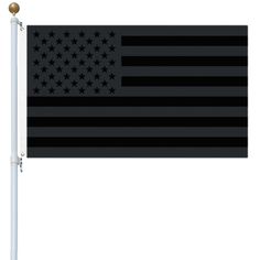 an american flag is shown on a pole with two white poles and one black stripe