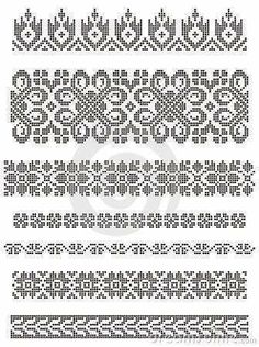 a set of decorative borders and dividers in the style of embroidery on white background