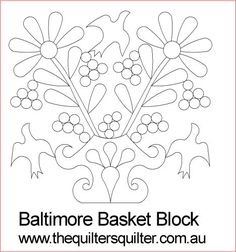 the baltimore basket block has flowers and leaves on it, as well as an outline