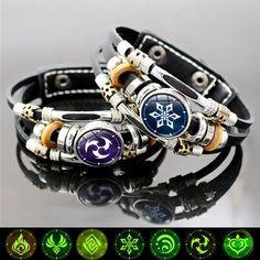 Genshin Impact Snap Button Bracelet Men Luminous Game Eye of God Element Retro Punk Style Leather Bracelet Cosplay Jewelry GiftModel Number:1005002996213151 1. 100% Brand New And High Quality. 2. Material: Alloy,Glass,leather 3. Color: black 4. Bracelet length: 17.5cm - 20.5cm 5. Glass Diameter: 1.8cm Men Punk Fashion, Anime Bracelet, Punk Mode, Fire Rocks, Eye Of God, Cosplay Jewelry, Button Bracelet, Leather Wristbands, Retro Punk