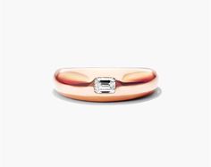 14K Rose Gold Emerald Cut Diamond Dome Ring. Perfect for day or night, this ring will match any look. Modern or vintage get the right amount of style and sparkle with this ring. Luxury Rose Gold Signet Ring With Single Diamond, Luxury Rose Gold Emerald Cut Ring, Classic Rose Gold Signet Ring With Single Diamond, Luxury Rose Gold Signet Ring With Brilliant Cut, Classic Rose Gold Signet Ring Vs Clarity, Timeless Rose Gold Signet Ring With Diamond, Luxury Rose Gold Signet Ring For Wedding, Luxury Rose Gold Wedding Signet Ring, Rose Gold Signet Ring With Vs Clarity Diamond