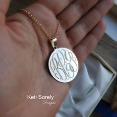 This classing looking monogram pendant will be engraved with initials of your choice. Create special gift for your loved ones. Great gift idea for Christmas. birthday, Mothers day, college graduation, etc.  1-3 initials only. Metal: *Sterling Silver *Gold Filled *10K, 14K or 18K solid gold. Traditional monograms are created using LAST name in the middle. We can also engrave 1 or 2 initials. Luxury Round Jewelry With Initials, Luxury Engraved Jewelry For Anniversary, Luxury Round Pendant Necklaces With Initials, Luxury Silver Engraved Initial Necklace, Luxury Engraved Pendant Initial Necklace, Luxury Engraved Sterling Silver Initial Necklace, Luxury Engraved Logo Jewelry As A Gift, Luxury Engraved Round Jewelry, Monogram Pendant