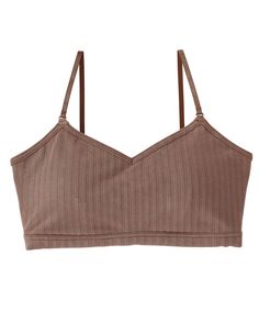 A bralette with cups with a cute, fashionable back. It has no wires, giving it a light and easy fir. It's made with highly elastic rib material, and has a insert pads for ease of use. The back is wide open, giving it a fashionable look. This piece places particular care in appearance. It can be worn over a top or used to show off some skin with your everyday wardrobe.-Size-[S]Over Bust 72-80cm[M]Over Bust 79-87cm[L]Over Bust 86-94cm-Details and Fabric-Polyester/Nylon/PolyurethaneRemovable Paddin Seamless Everyday Bra For Summer, Seamless Everyday Bra, Fitted Seamless Brown Bra, Everyday Summer Bra With Built-in Bra, Everyday Summer Bra With Built-in Support, Summer No-show Bra With Removable Pads, Everyday Stretch Bra With Adjustable Straps, Trendy Bra With Spaghetti Straps And Stretch, Loungewear Bra With Adjustable Spaghetti Straps