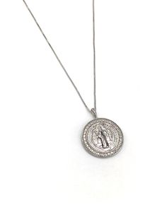 Saint Benedict Medallion Necklace Product Specifications: - Yellow Gold Filled 18K - White Sterling Silver .925 -17-20” Length - .75” Drop Pendant Saint Benedict, Medallion Necklace, Drop Pendant, Silver Necklaces, Silver 925, Gold Filled, Diamond Necklace, Silver Necklace, Yellow Gold