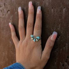 Utterly O B S E S S E D with this beautiful ring! Ahhh-mazing hand-made Blue Kingman Turquoise, Green Mexican Turquoise, or White Buffalo stacker ring made in Sterling Silver with 5 hand-cut stones of your choice. Look so awesome with every ring we've tried it on so far! Simple Turquoise Jewelry, Turquoise Tiara, White Buffalo Turquoise Jewelry, Turquoise Tuesday, Real Turquoise Jewelry, Turquoise Engagement Ring, Turquoise Wedding Band, Vintage Turquoise Jewelry, Handmade Turquoise Jewelry