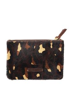 Chocolate Brown Leopard Hair on Hide Mini Clutch Rectangular Brown Cosmetic Bag, Brown Rectangular Pouch For Personal Use, Brown Pouch Cosmetic Bag Gift, Brown Rectangular Cosmetic Bag With Zipper, Brown Pouch Cosmetic Bag For Gift, Brown Rectangular Portable Coin Purse, Compact Brown Bags With Coin Pocket, Rectangular Brown Pouch For Gift, Brown Portable Pouch For Gift