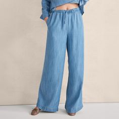 NWT Haven Well Within Chambray Drawstring Pants Color: Chambray Medium Blue Size: XS-XXL MSRP: $108 Product Details  - Hits at waist.  - Drawstring waist.  - Full length.  - Inseam: 29".  - Material: 100% TENCEL™ Lyocell Return Policy Please note that all sales are final. I do not accept returns or exchanges. If you are interested in an item that is not currently listed in my store, please feel free to contact me directly. THANK YOU VERY MUCH! Long Quilted Coat, Textured Knit Sweater, Color Making, Merino Sweater, Lace Jumpsuit, Hooded Raincoat, Lace Shift Dress, Detailed Sweater, Long Blazer