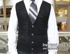 10 Crochet Men's Vest Patterns - Crochet News Crochet Mens Vest, Jordan Vest, Mens Vest Pattern, Crochet A Vest, Crochet Mens, Crochet Vest Pattern Free, Vest Crochet Pattern, Waistcoat Pattern, Vest Patterns