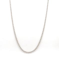 Platinum Chain by Jewelove Platinum Chain for Unisex  Crafted in Platinum. The  is made in 95% pure platinum and hallmarked with Pt 950 for platinum purity. Metal : Platinum Platinum Purity : 95%  Purity Mark : Pt 950 Estimated Platinum Weight : 10.36 grams  Certificate of Authenticity : Platinum Guild International Classic Chain Necklace With Round Beads, Classic White Cable Chain Necklace, Classic White Gold Ball Chain Jewelry, Classic White Box Chain Necklace, Classic Silver Rolo Chain Necklace, Classic White Gold Necklace With Rolo Chain, Classic White Gold Chain Necklace With Polished Finish, Classic White Gold Rolo Chain Necklace, Formal Silver Rolo Chain Necklace