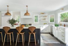 the kitchen is clean and ready to be used as a dining room or family room