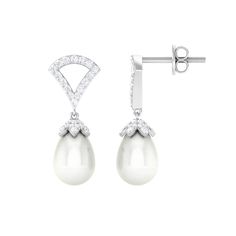 Product Details Radiate trendiness and chic style with Freshwater Pearl Contemporary Earrings, featuring divine drop-shaped pearls for an exquisite look. Product Information SKU SHP-EARRINGS062210030 Weight 1.44 gm (Approximate) FRESHWATER PEARL INFORMATION No.of Stones 2 Pieces Total Weight 5.48 Carat (Approximate) Dimension(approx) Drops-6X9 mm-2 Pcs Color White Cut Brilliant Shape Drops Setting Type Bead-Set Quality Grade AAA DIAMOND INFORMATION No.of Stones 80 Pieces Total Weight 0.56 Carat Luxury Pear-shaped Pearl Drop Diamond Earrings, Luxury Drop Pearl Earrings, Luxury Teardrop Pearl Earrings With Diamond Accents, Elegant Pear-shaped Diamond Earrings For Evening, Luxury Drop Pearl Earrings For Evening, Luxury Evening Drop Pearl Earrings, Luxury White Drop Teardrop Earrings, Elegant Briolette Diamond Earrings For Formal Occasions, Formal Pear-shaped Diamond Pearl Earrings